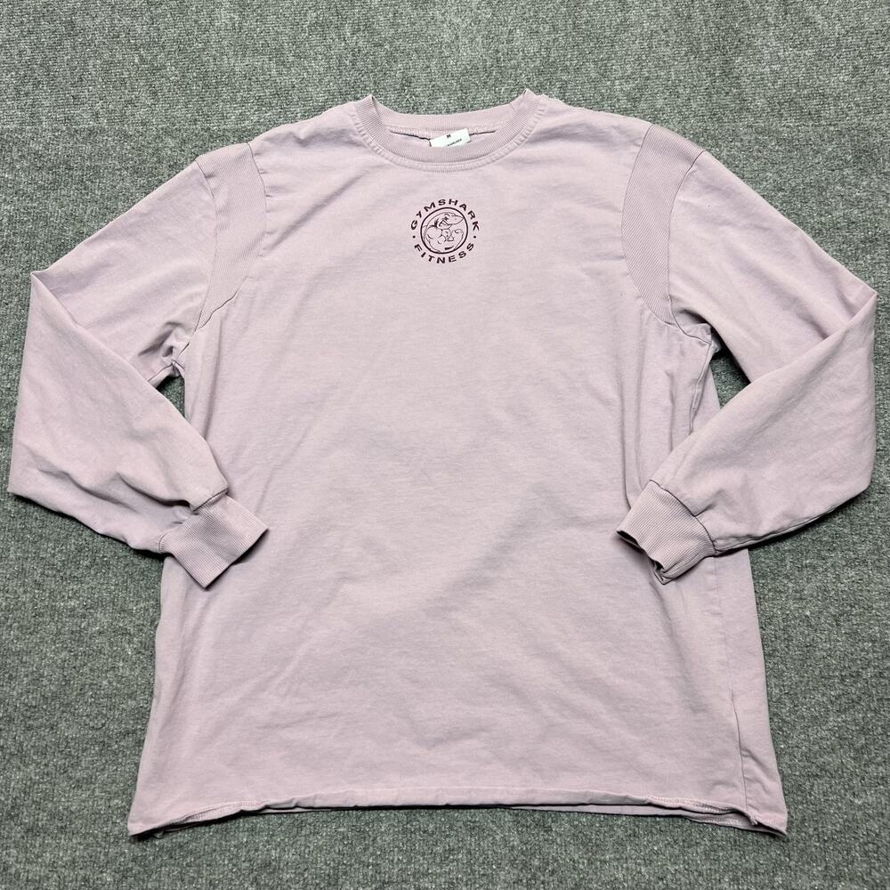 Gymshark Shirt Womens Medium Purple Long Sleeve Fitness Graphic Shark Tee Top